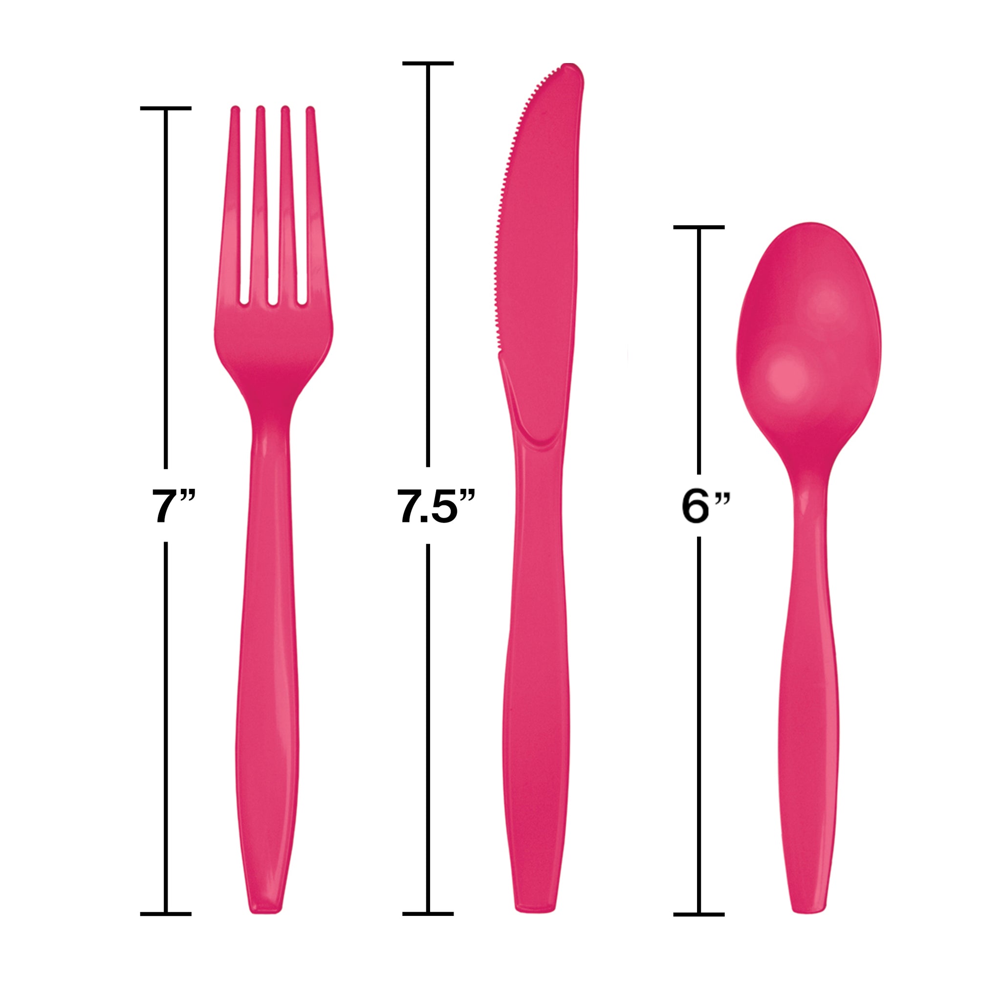 Assorted Plastic Cutlery 24ct | Hot Magenta