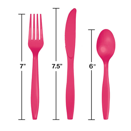 Assorted Plastic Cutlery 24ct | Hot Magenta