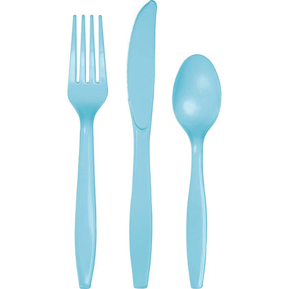 Assorted Plastic Cutlery 24ct | Pastel Blue
