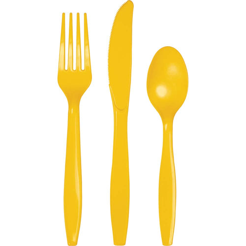 Assorted Plastic Cutlery 24ct | School Bus Yellow