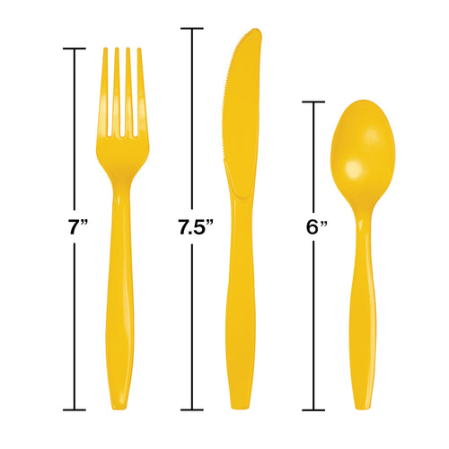 Assorted Plastic Cutlery 24ct | School Bus Yellow