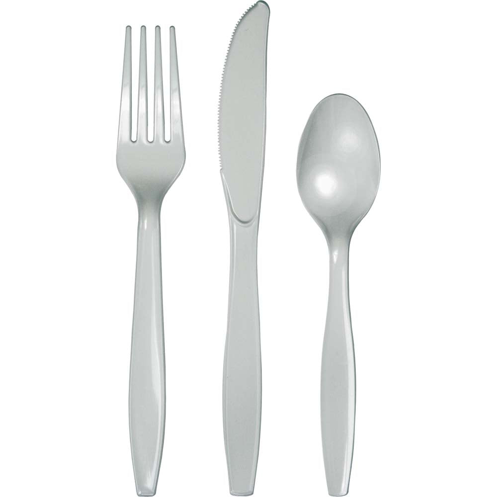 Assorted Plastic Cutlery 24ct | Shimmering Silver