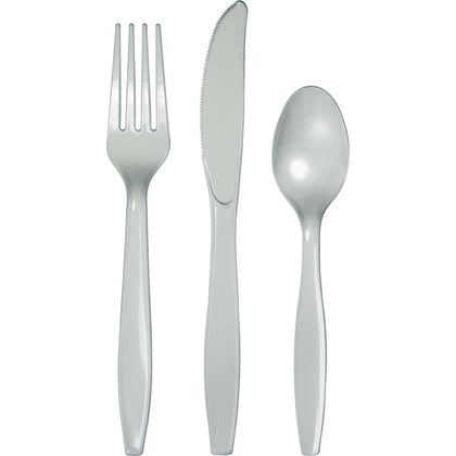Assorted Plastic Cutlery 24ct | Shimmering Silver