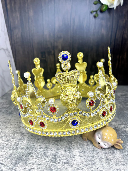Regal Metal King Crown with Jewels