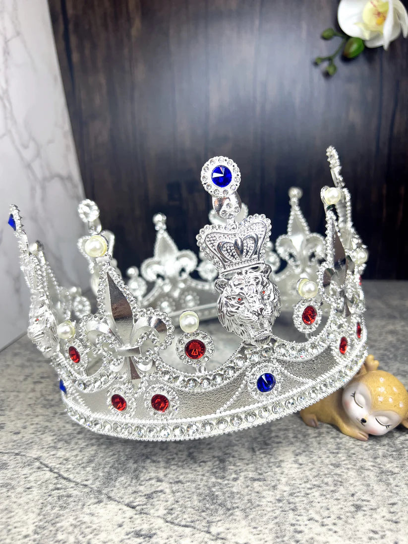 Regal Metal King Crown with Jewels