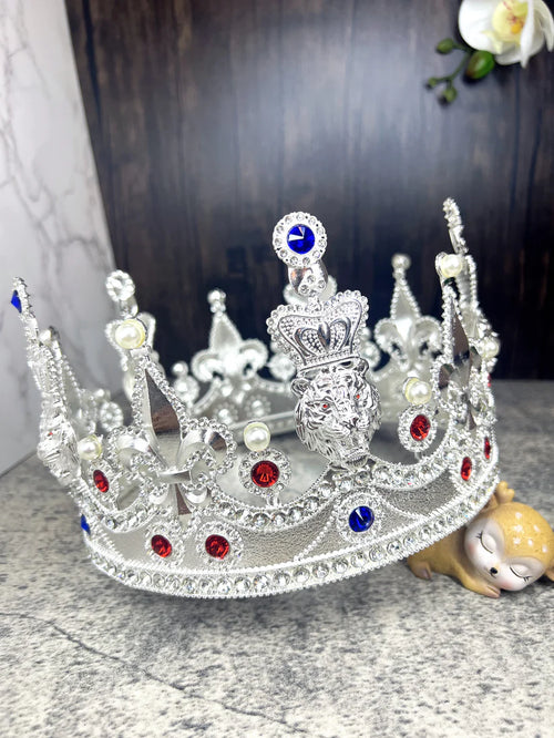 Regal Metal King Crown with Jewels