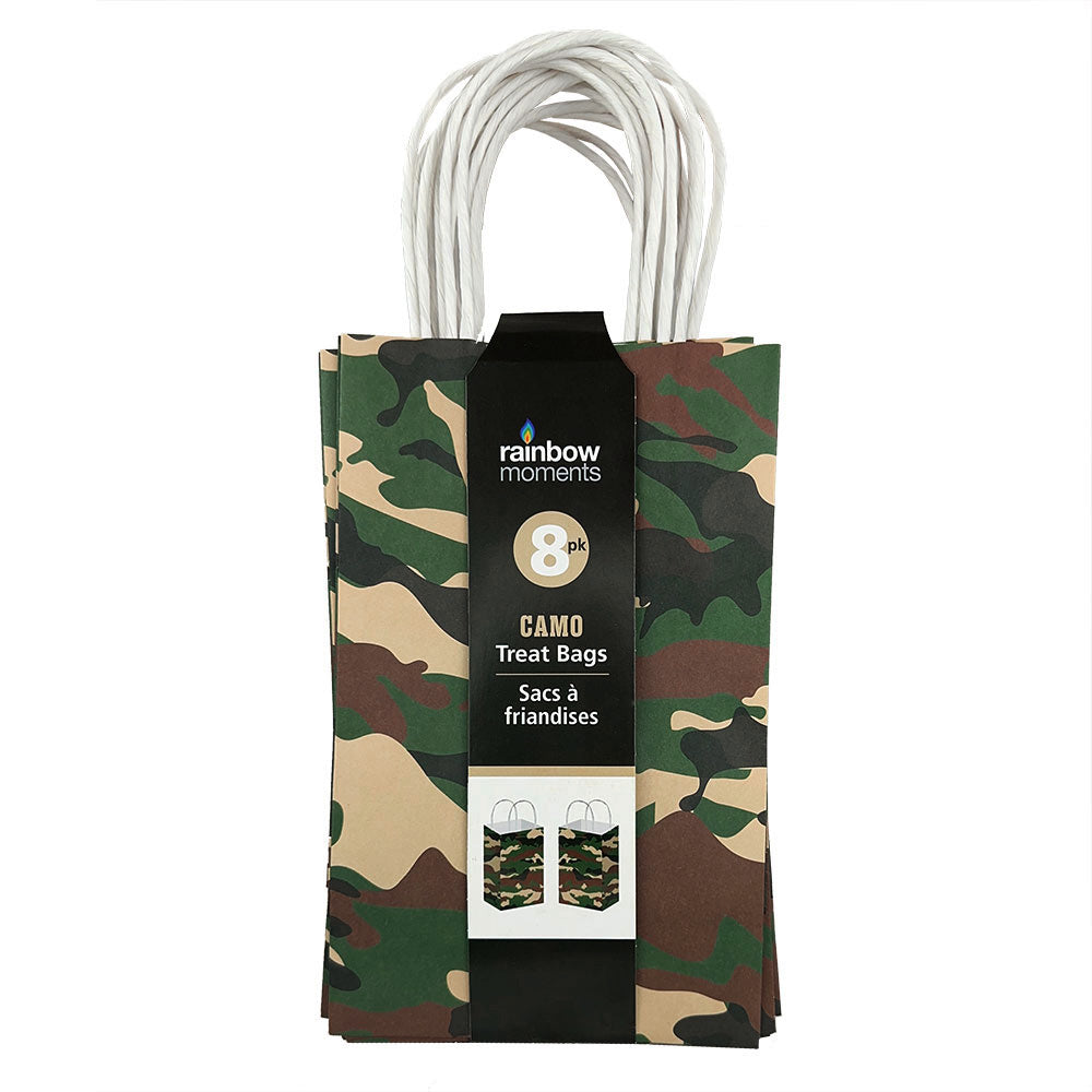 Camo Paper Kraft Bags 8ct