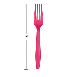 Hot Magenta Pink Forks 24ct | Solids