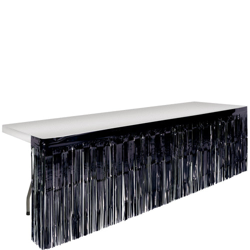 BLACK FOIL FRINGE TABLE SKIRT