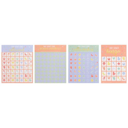 Set of four colorful sticker sheets with various designs on a white background