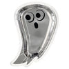 Silver ghost-shaped object with a face on a white background