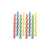 Set of colorful striped birthday candles on a white background