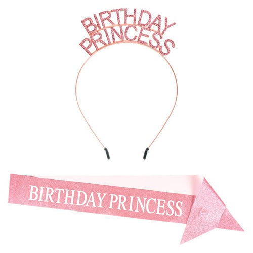 Birthday Princess Headband & Sash Set | Pink