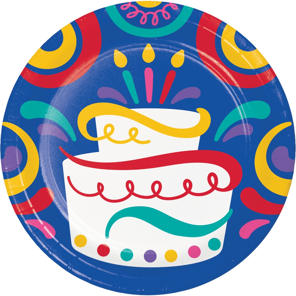 Birthday Swirls 7in Paper Plate 8ct