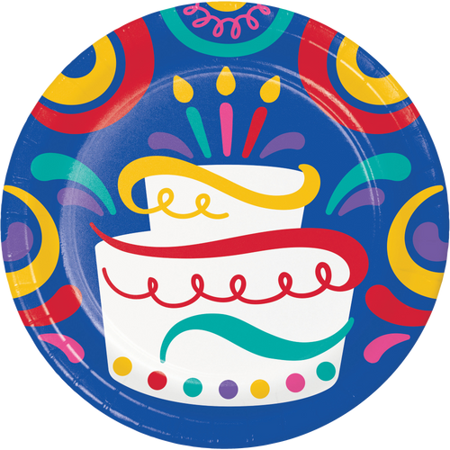 Birthday Swirls 7in Paper Plate 8ct