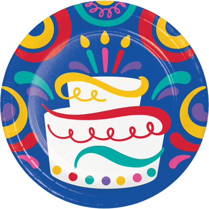 Birthday Swirls 7in Paper Plate 8ct