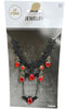 Black Bat Choker Necklace with Red Jewels