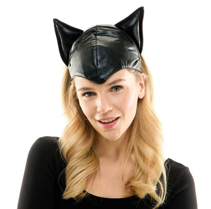 Black Leather Cat Ears Headband