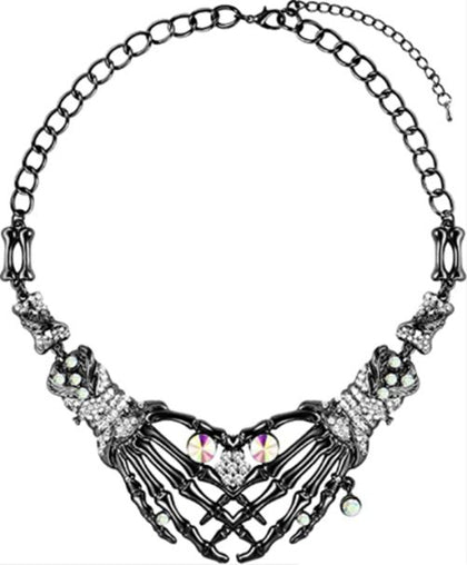 Black Skeleton Hands Necklace