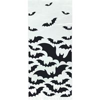 Black bat pattern on a white background