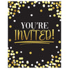 Black & Gold Birthday Postcard Invite 8ct