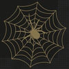 Decorative spider web design on a black background