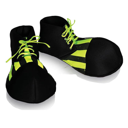 Black shoe covers with green accents on a white background