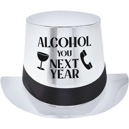 Black, Silver, Gold NYE Printed Top Hat
