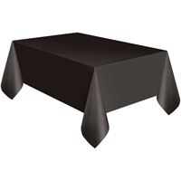 Black Solid Rectangular Plastic Table Cover  54" x 108"