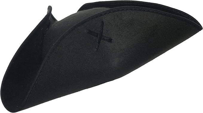 Black tricorn hat on a white background