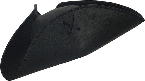 Black tricorn hat on a white background