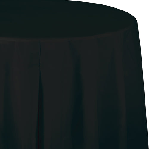 Black round tablecloth on a white background