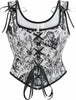Black and White Floral Print Corset