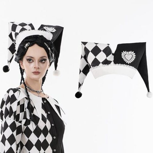 Black and White Harlequin Jester Hat