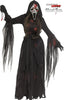 Halloween costume with ghostly figure, mask, and knife, featuring 'Ghostface' from 'Scream'.