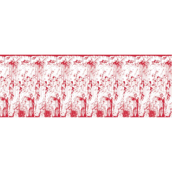 Red decorative border with black patterns on a white background