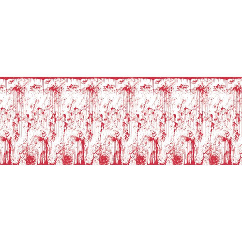 Red decorative border with black patterns on a white background