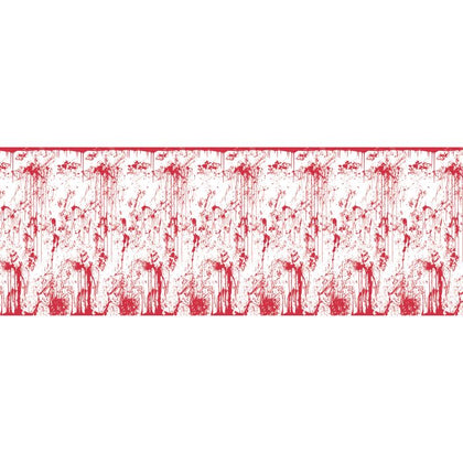 Red decorative border with black patterns on a white background