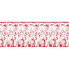 Red decorative border with black patterns on a white background