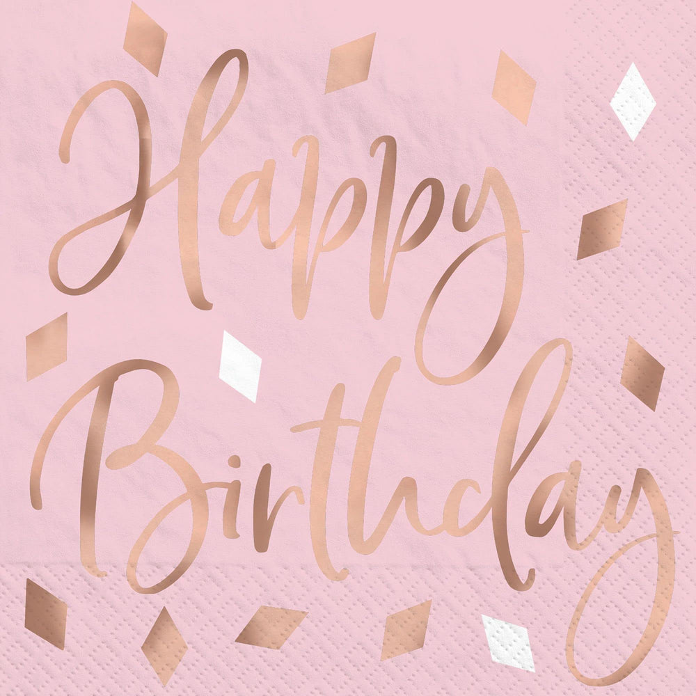 Blush Happy Birthday Beverage Napkins 16ct