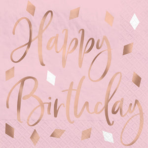 Blush Happy Birthday Beverage Napkins 16ct