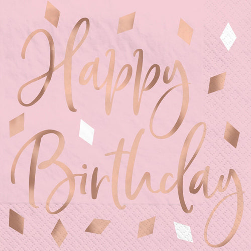 Blush Happy Birthday Beverage Napkins 16ct
