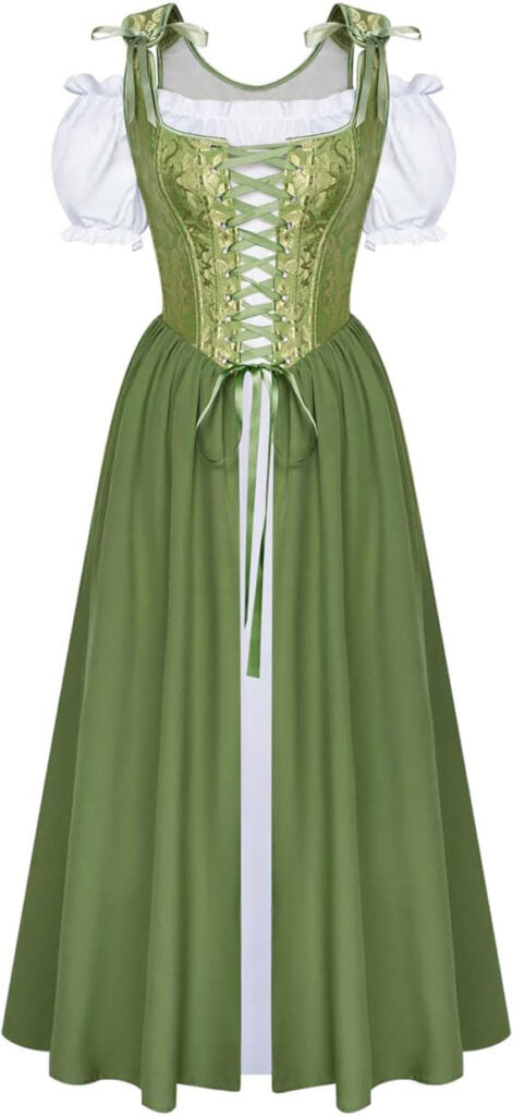 Brocade Corset Bodice Overdress & Shirt | Green