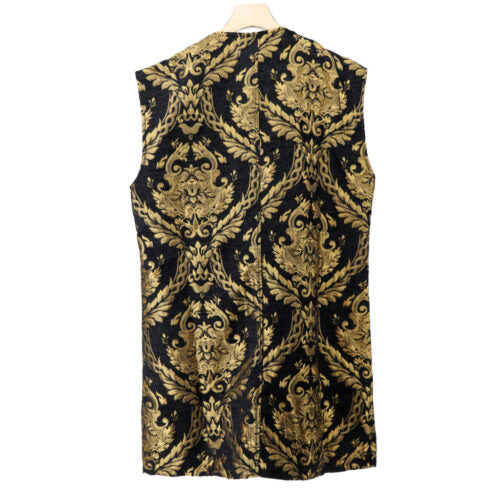 Brocade & Lace Trim Pirate Vest | Black & Gold