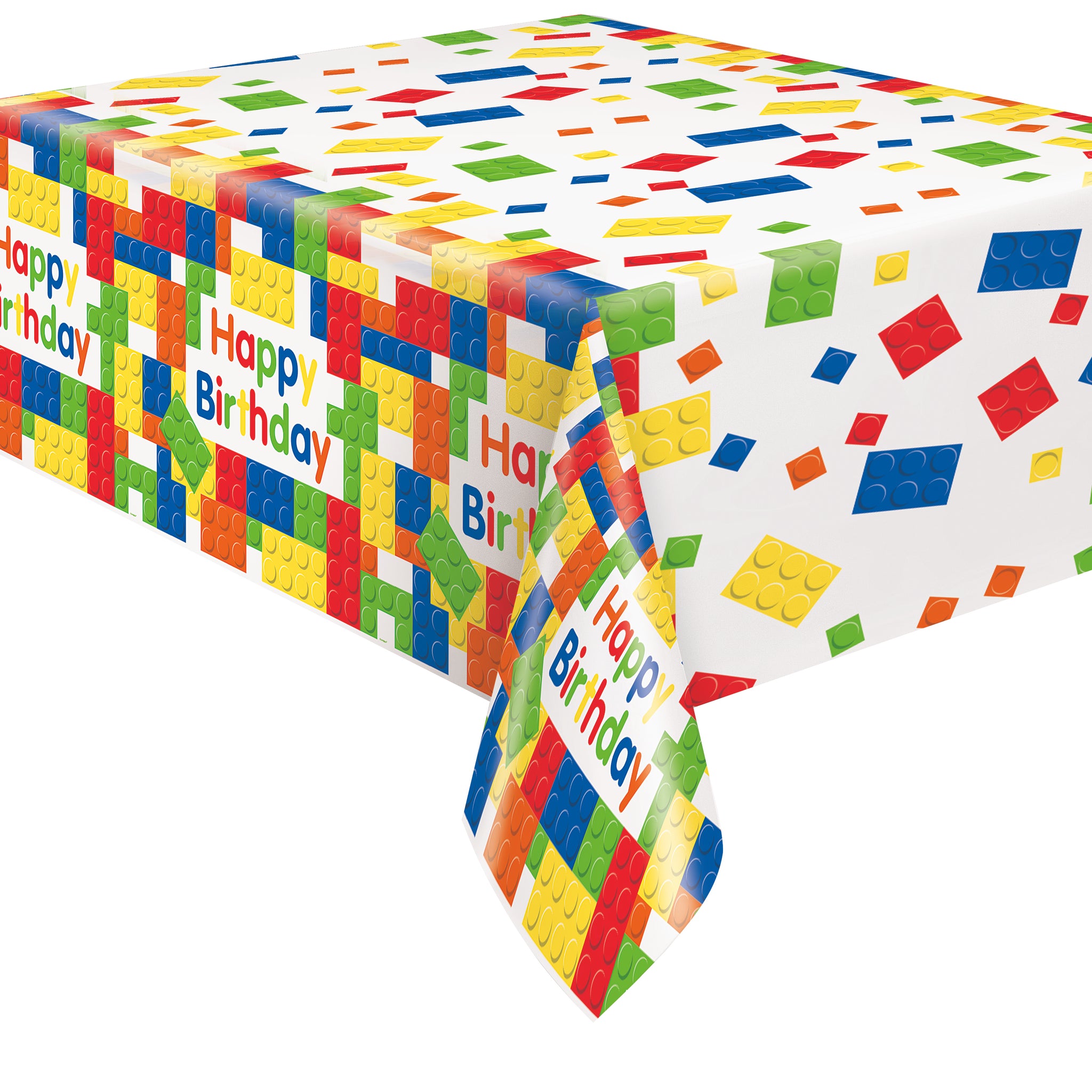 Block Table Cover Building Blocks Birthday Rectangular Plastic Table Cover – Fun Services ...