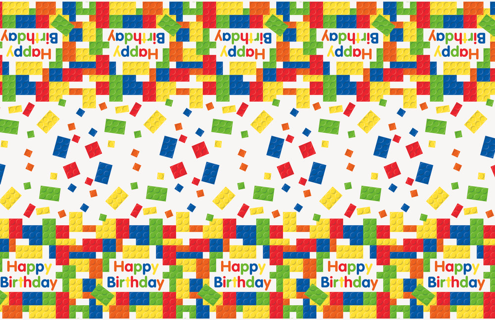 Building Blocks Birthday Rectangular Plastic Table Cover