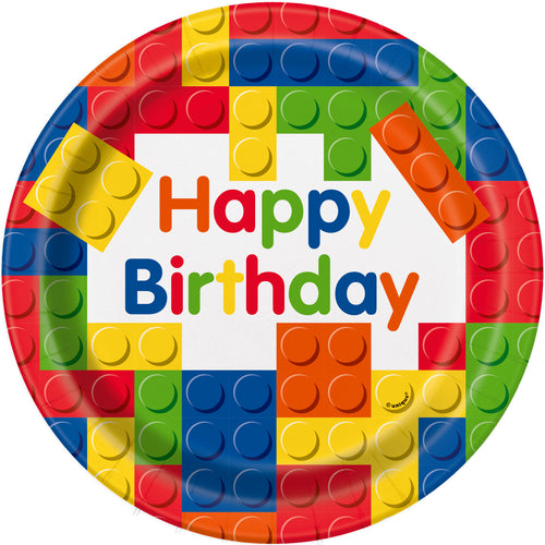 Building Blocks Birthday Round 9" Dinner Plates  8ct