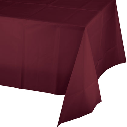 Burgundy tablecloth on a white background