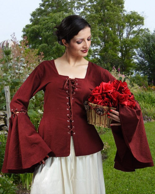 Detachable Sleeves Linen Blouse | Wine Red