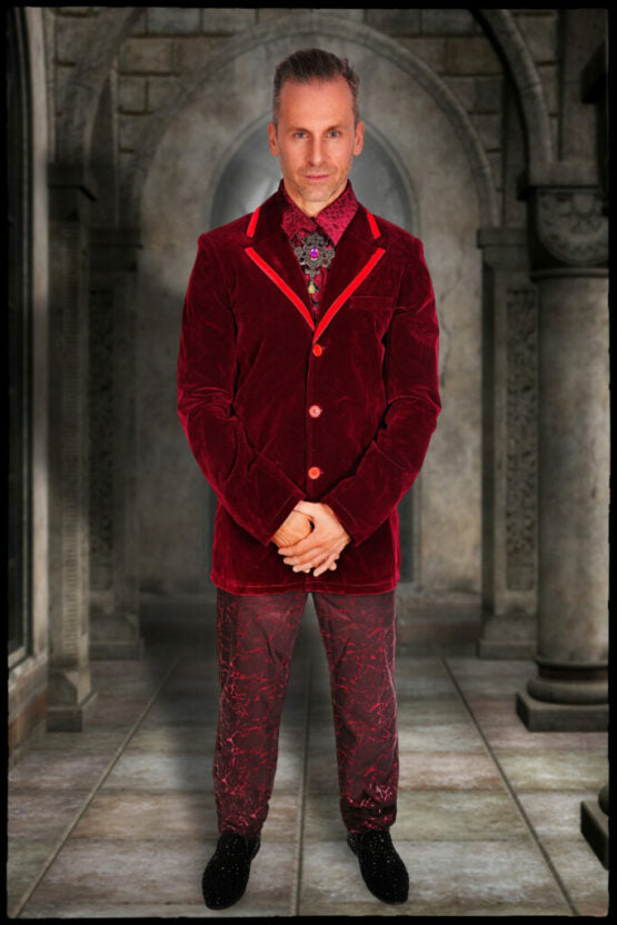 Deep Red Velveteen Vampire Coat (Clearance)